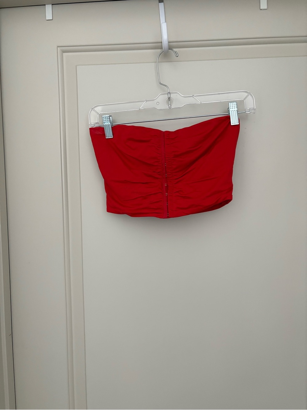 Red Strapless Ruched Crop Top That’s So Fetch NWT Size 4